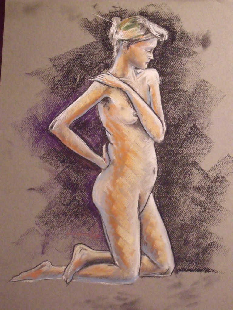 30 minutes sketch, Model: Amanda, 23"x14", Pastel